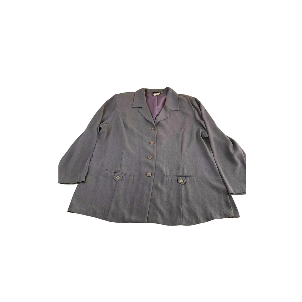 Purple Blazer Jacket Simply French Montreal Gray Lined Vintage Size 20 Button Up